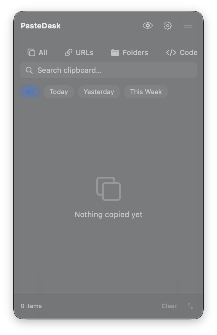 PasteDesk interface